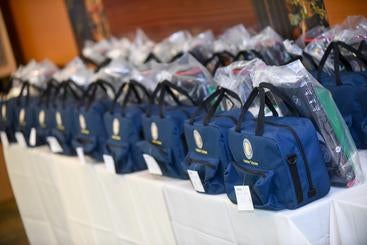 Lunchbags and other gifts given to the Haider Program students